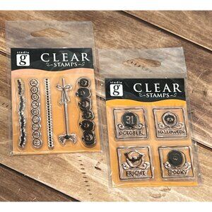 2 Halloween Themed Clear Stamp SetS By Studio G SPOOKY SPIDER BAT PUMPKIN FRIGHT